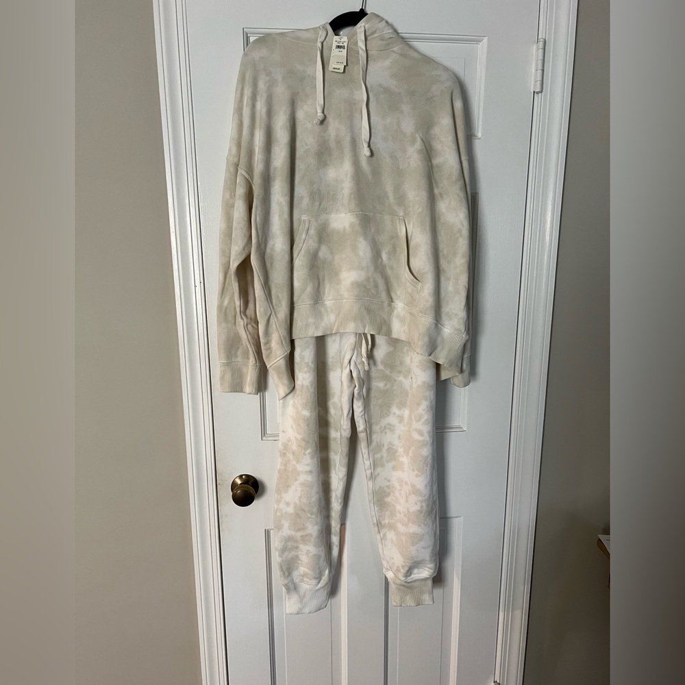 Aerie Cream Tie-Dye Hoodie and Joggers Set
